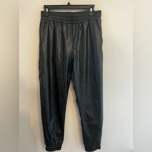 Faux Leather Joggers Black by C‎ by One  Medium